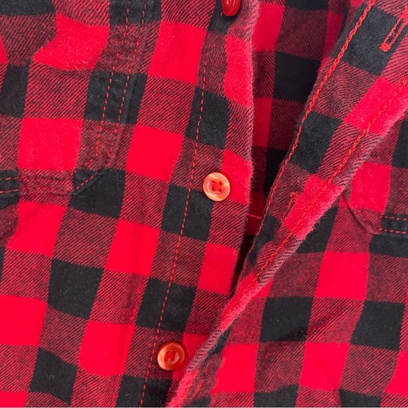 Wonder Nation Large 10/12 Girls Red and Black Plaid Button Down Long Sleeve - Picture 4 of 8